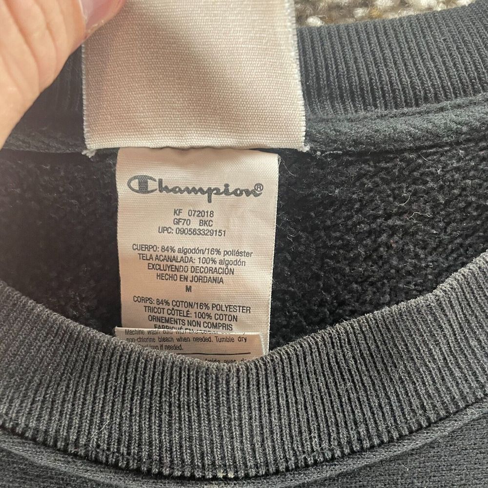 Champion Sweatshirt Mens Medium Black Reverse Weave Embroidered Spell Out Logo - Picture 7 of 11